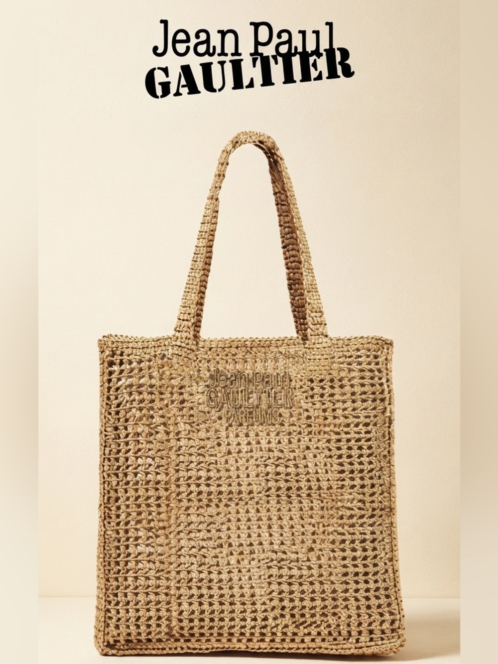 Jean Paul Gaultier Parfums Natural Raffia Woven Tote - Beige